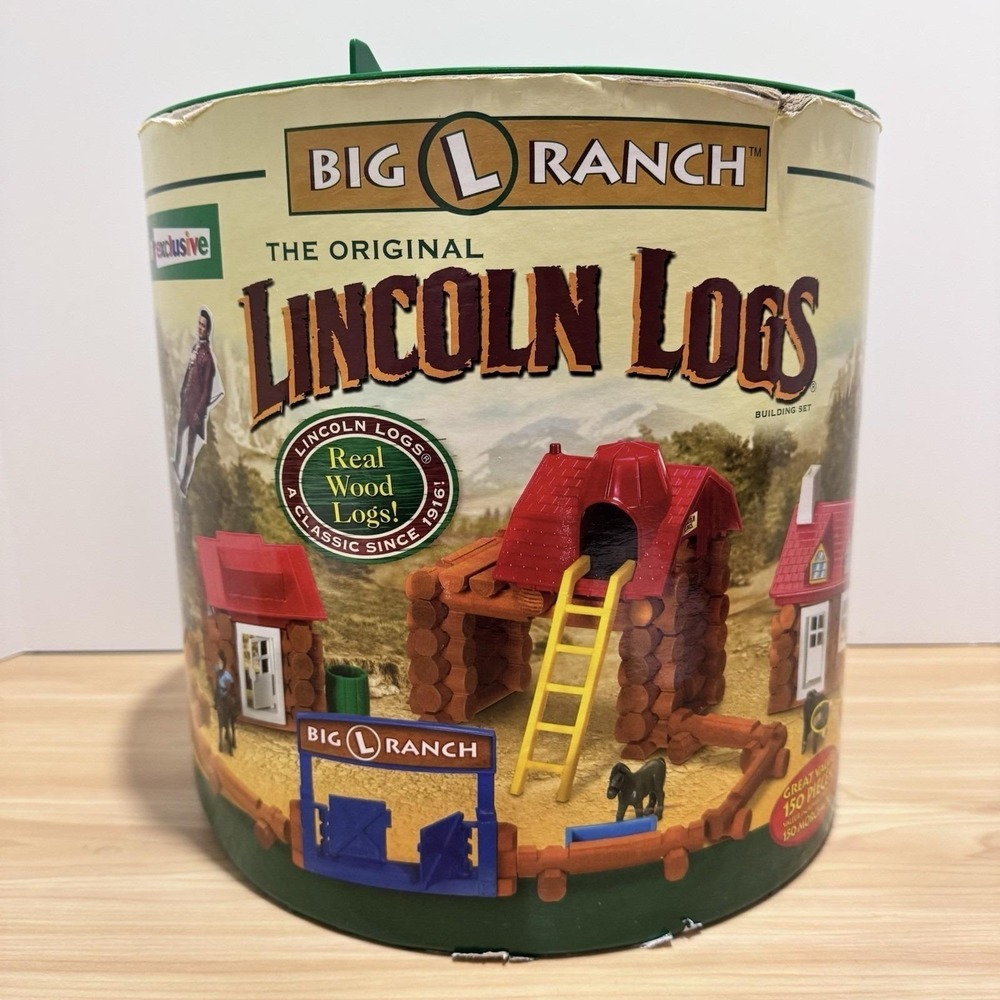 Lincoln Logs Big L Ranch Wood 150 Pieces w/Canister & Instructions Missing 2 PC - Picture 11 of 13